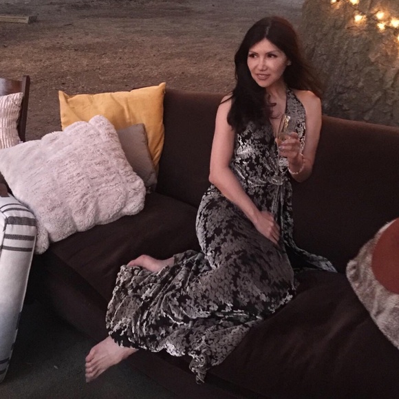 Dress the Population Erica VELVET Burnout Halter dress SIZE Small - Picture 3 of 14